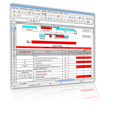 Snimak ekrana Računa, otvoren šablon za pripremu izveštaja